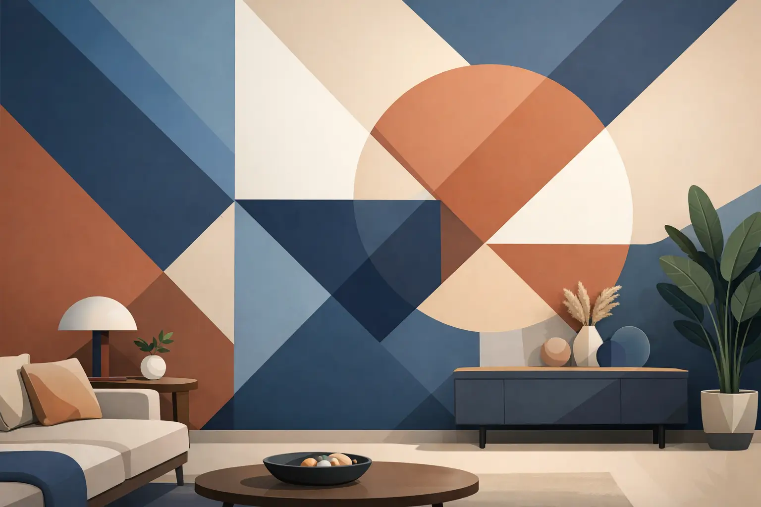 Perete accent geometric pentru spații cu profunzime