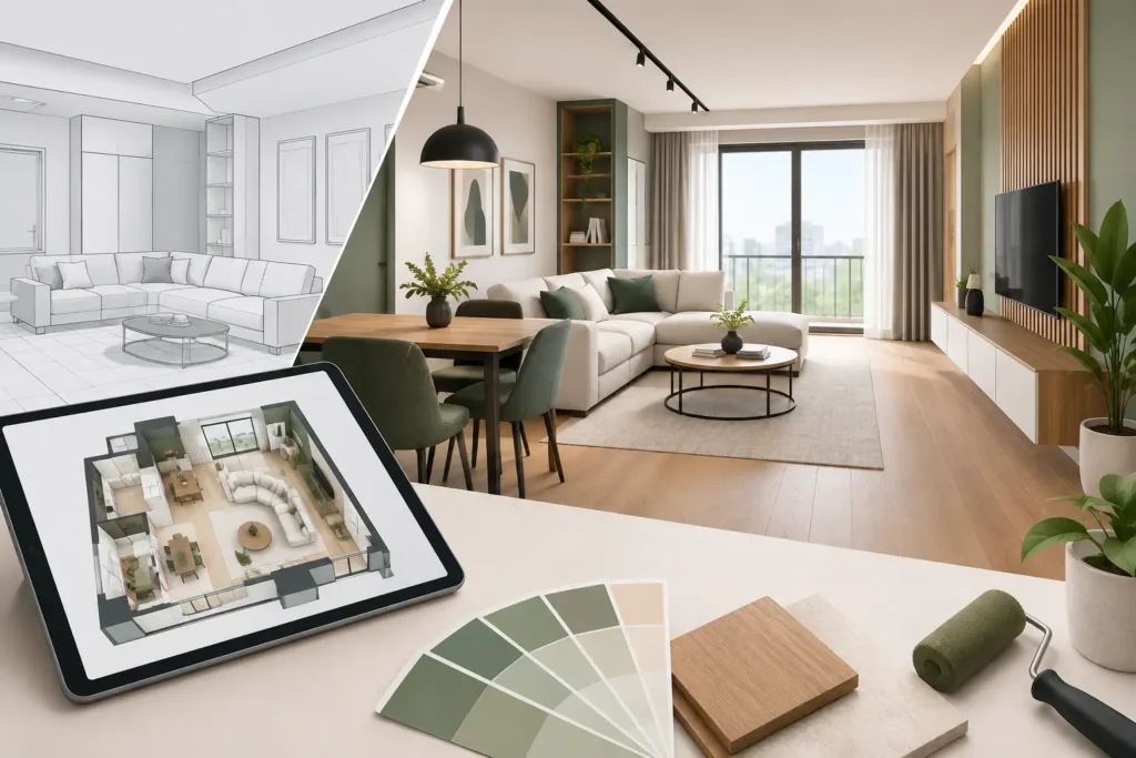 Renovare apartament contemporan cu design 3D